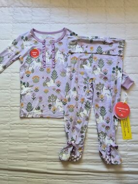 Magnetic Me Lilac Unicorn & Floral Kids Pajama Set